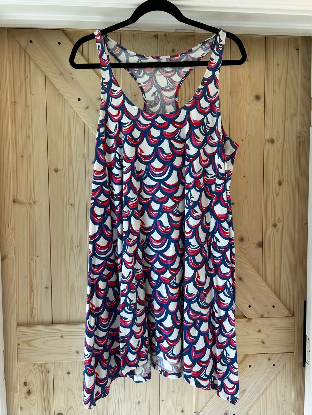 Lilly Pulitzer Red White and Blue Tank Dress with Navy & Pink Scallop Print